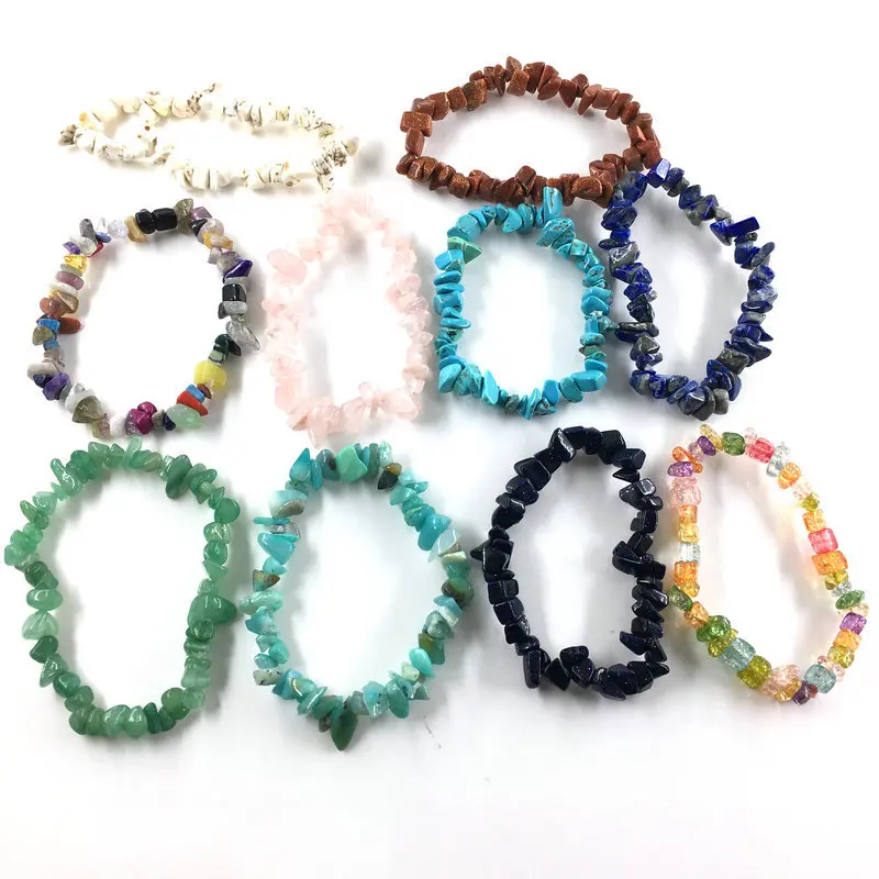 Handmade Stretch 7 Chakra Crystal Chip Bracelet Gravel Bracelet Irregular Natural Stone Charm with Elastic Rope Gift For Women image 4