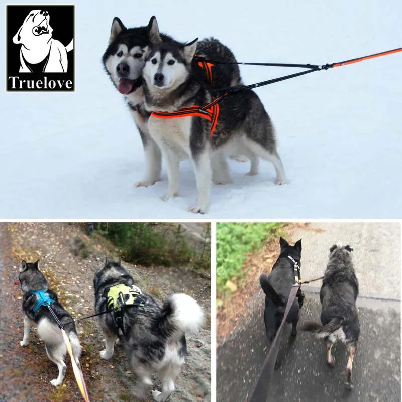 Truelove Reflective Double Dog Leash Couple Dual Durable Adjustable Leash for Walking Training Small Medium Large Dogs Husky