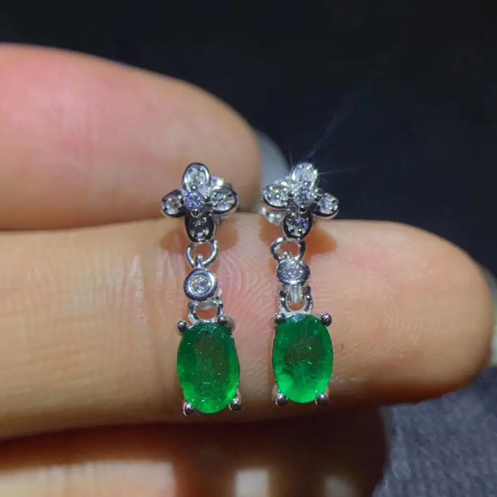 

classic green Emerald gemstone stud earring for women with silver fine jewelry natural gem 925 sterling silver girl date gift