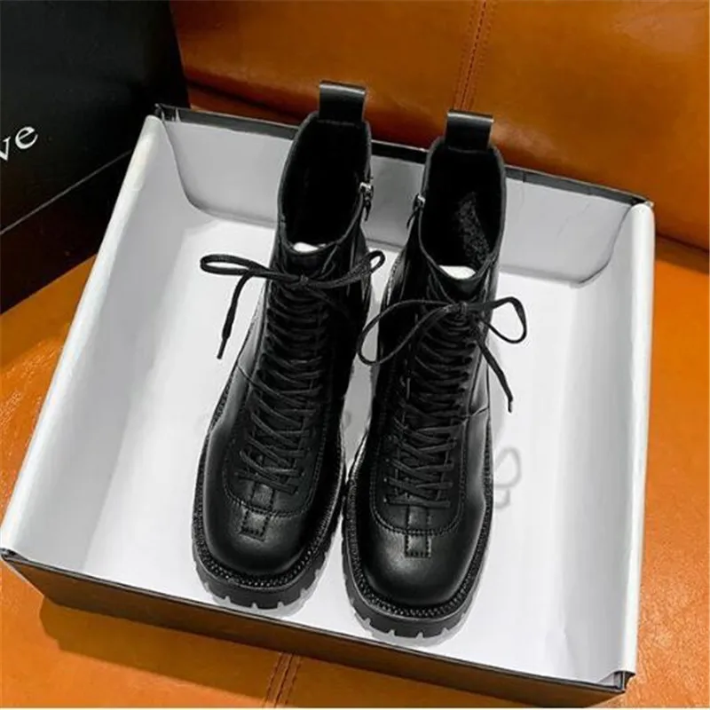 2022 Autumn New Boots Women's Lace-up Women's Boots British Style Side Pull Casual Short Boots Women's Boots