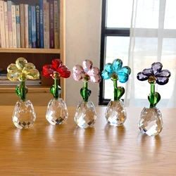Crystal Orchid Flower Figurine Glass Eternal Flower Sculpture Ornament Beautiful Flower For Love Home Table Wedding Decor