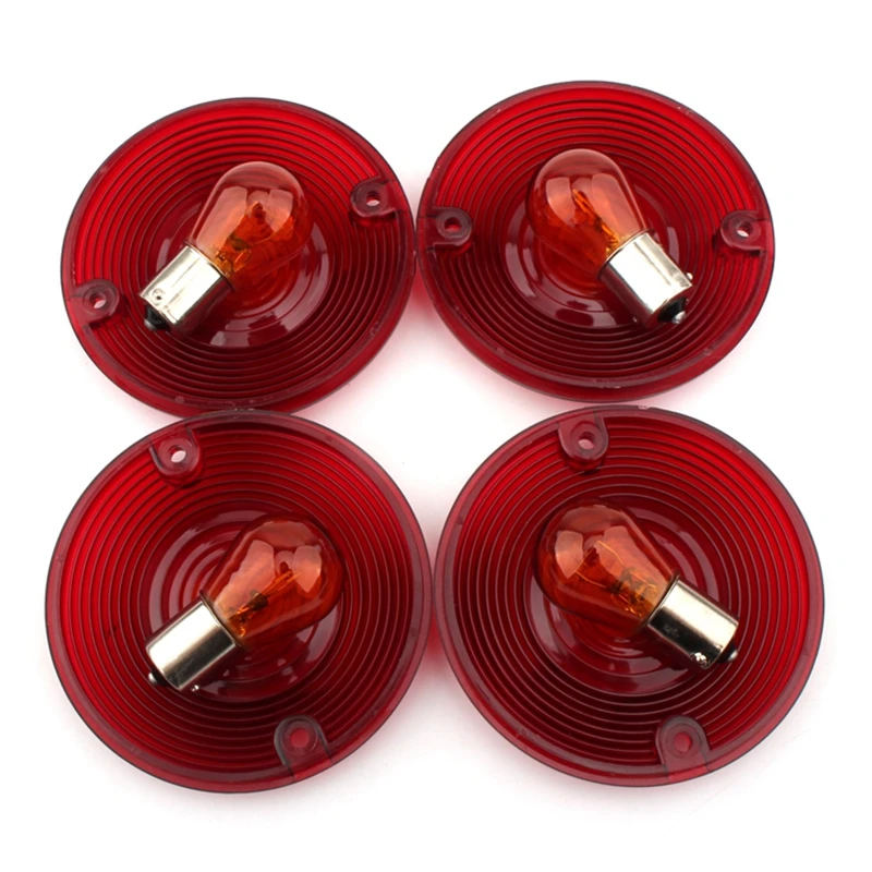 4 x Smoke Turn Signal Light Lens Cover & Bulb For Harley Davidson Touring Electra Glides Road King Smoke