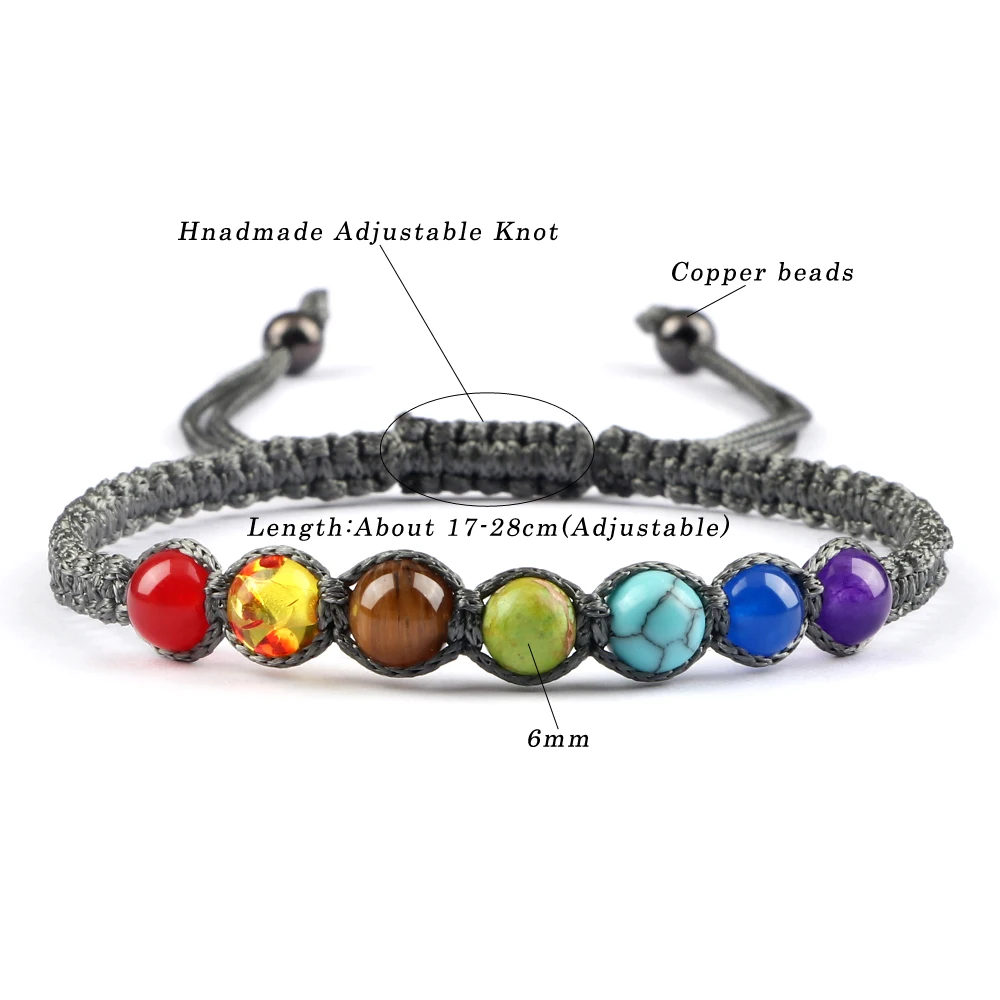 Hand Woven 7 Chakra Bracelet For Men Women 6mm Natural Stone Healing Balance Bracelet Couple 7 Chakra Bead Bangle Prayer Jewelry