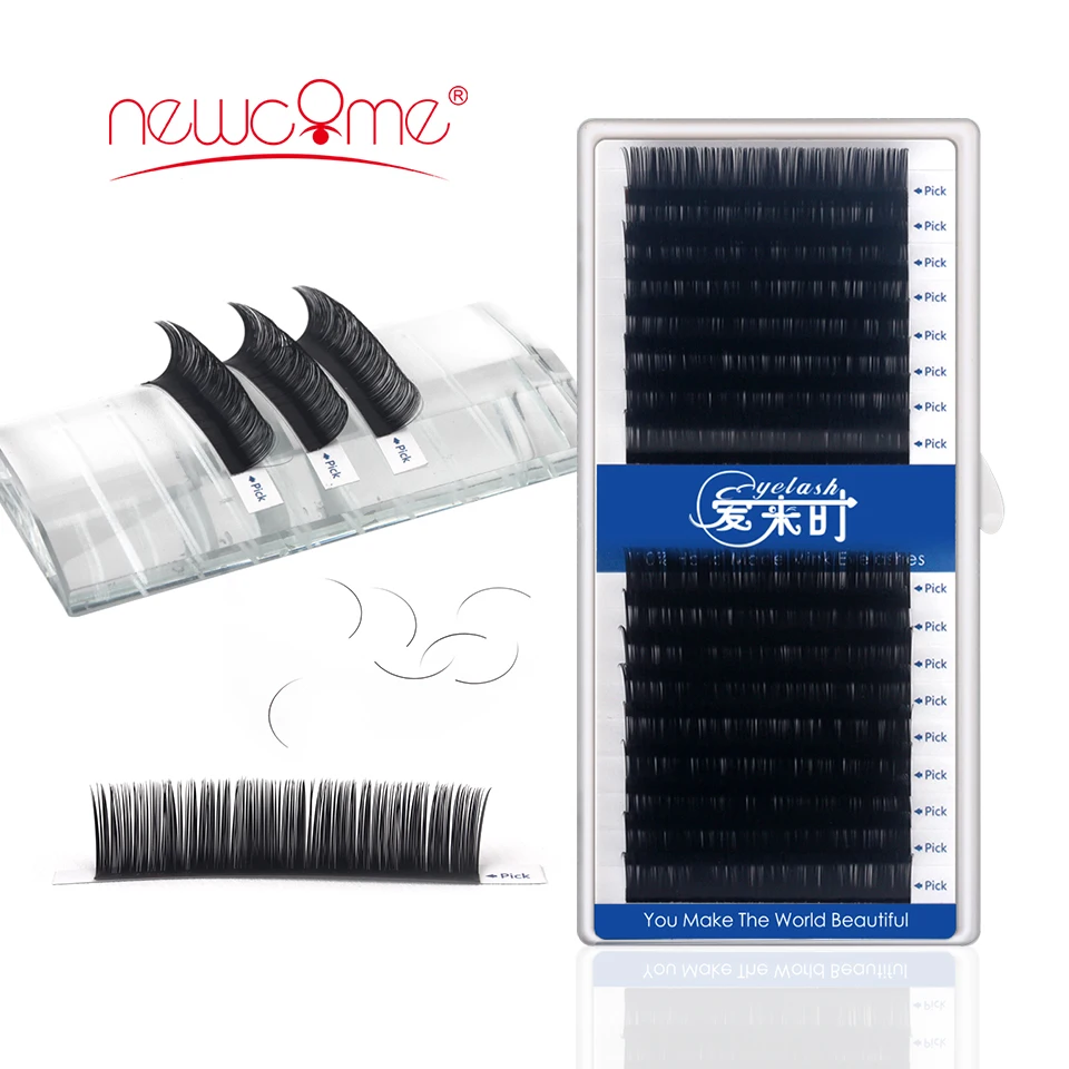 

NEWCOME 16 Rows High Quality Individual Eyelashes Extensions 0.03-0.25 Volume Eyelash Extension Handmade Lashes Professional