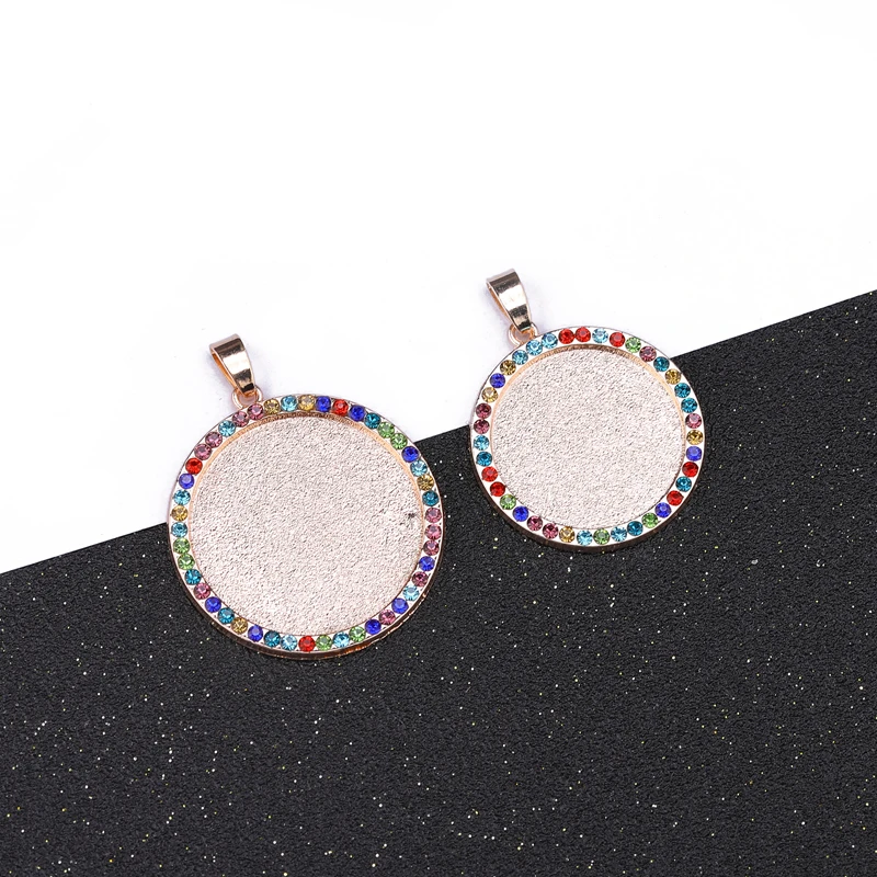 JUYA 5 teile/los 25/30mm Runde Cabochon Einstellung Diamant Handwerk Zubehör Anhänger Basis DIY Schmuck, Die Entdeckungen Für halskette – Detail 5