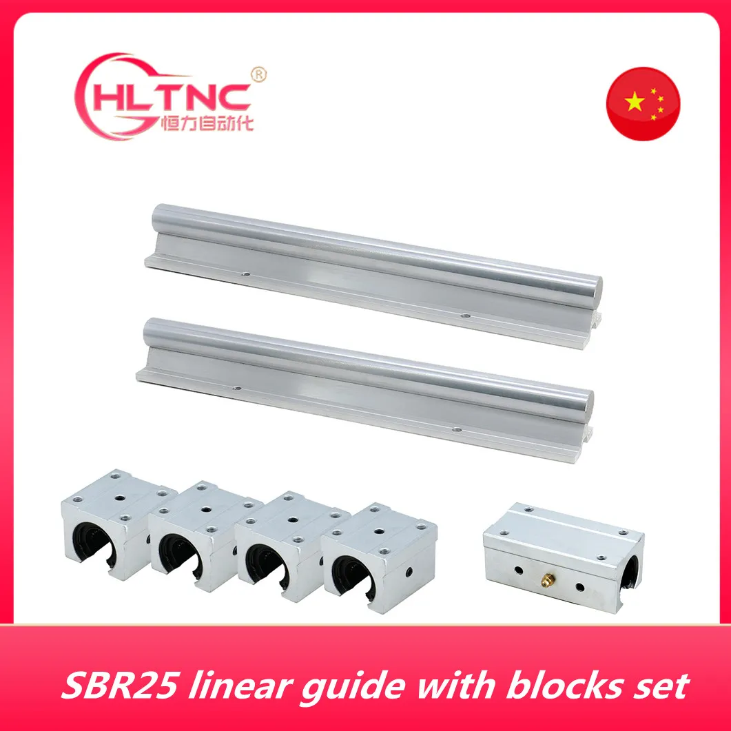 2PCS SBR25 300mm-2200mm Fully Supported Linear Guides Rail 4X Bearing Block CNC Shaft Kit for Automated Equipement