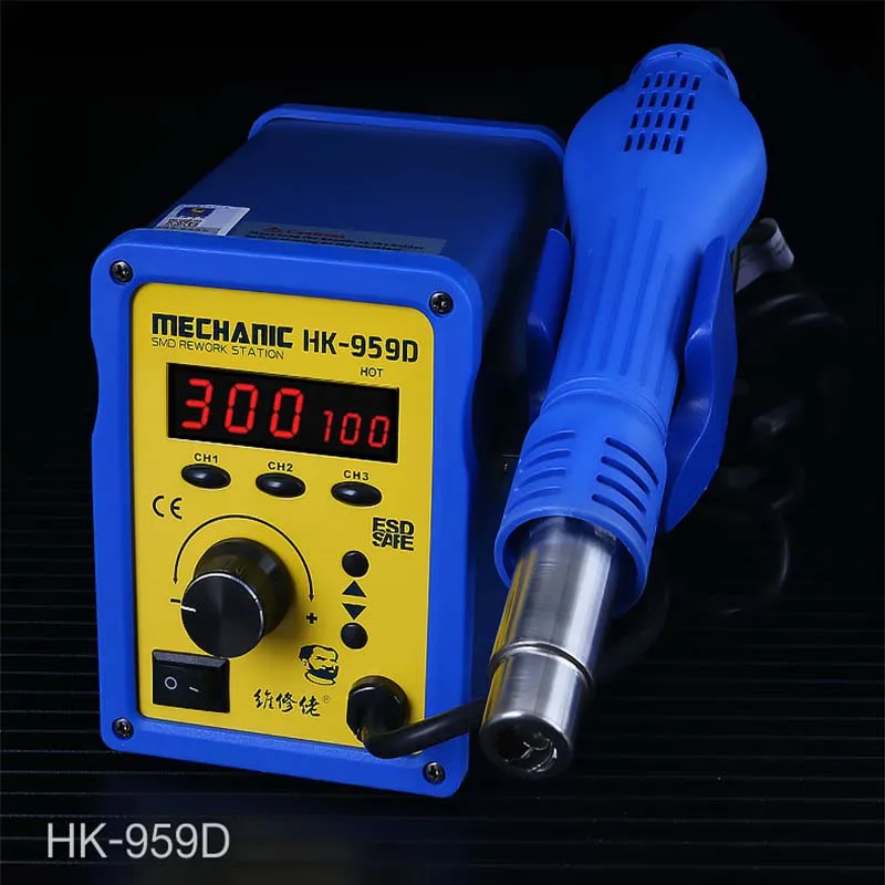 Hot air gun soldering station MECHANIC HK-959D lead-free 650W LED soft air mute hot air gun soldering and desoldering station