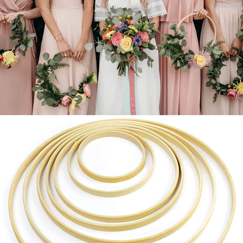 5pcs 10-30cm Bamboo Wreath Ring Hoop Wooden Circle For Wedding Home Decoration Birthday Christmas DIY Flower Wreath Xmas Gifts