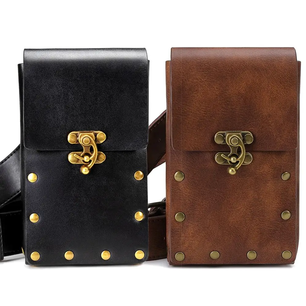 Medieval Purse Leather Saddle Belt Wallet Men Women Steampunk Viking Pirate Costume Antique Gear Cosplay Accessory for Adult