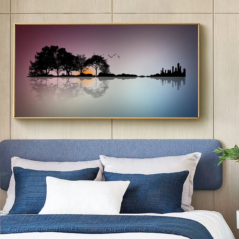 Настенные художественные плакаты с современной искусственной живописью, абстрактный пейзаж, как гитара, картина для гостиной, домашний декор