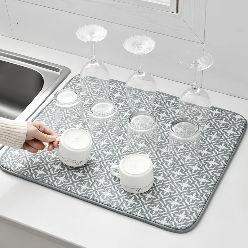 1pc 40x46 Drain Mat Multi-purpose Kitchen Drying Mat Cups Dishes Cutting Board Absorbent Placemat Water Control Sponge Table Mat