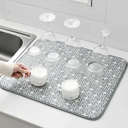 1pc 40x46 Drain Mat Multi-purpose Kitchen Drying Mat Cups Dishes Cutting Board Absorbent Placemat Water Control Sponge Table Mat