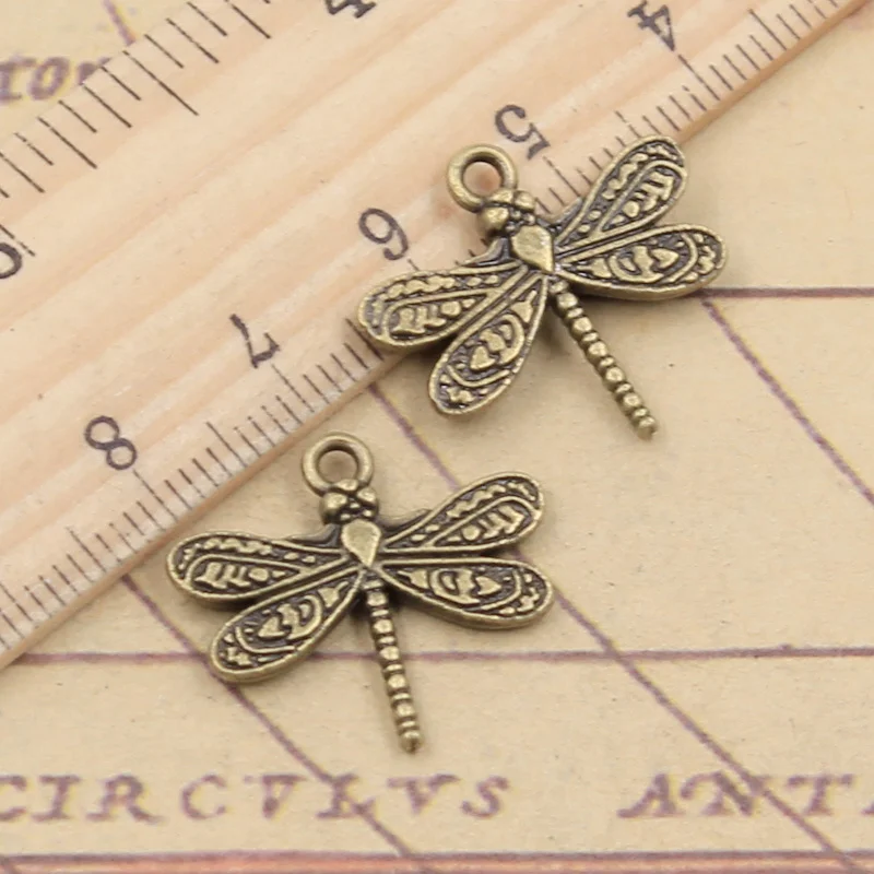 20pcs Charms Dragonfly 21x19mm Tibetan Bronze Silver Color Pendants Antique Jewelry Making DIY Handmade Craft