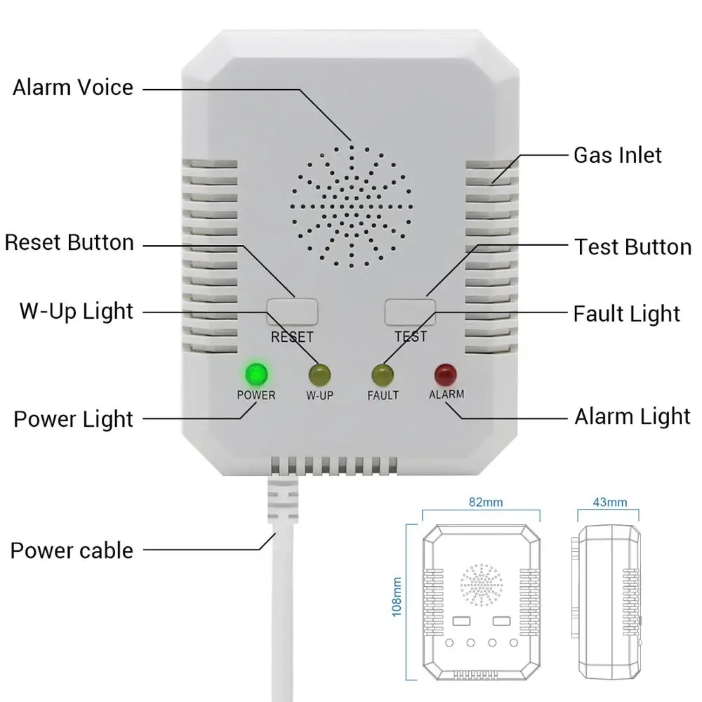 Natural Gas CO Gas Leak Detector Carbon Monoxide Combustible Gas Detector Alarm Determine Tester for Home with Valve