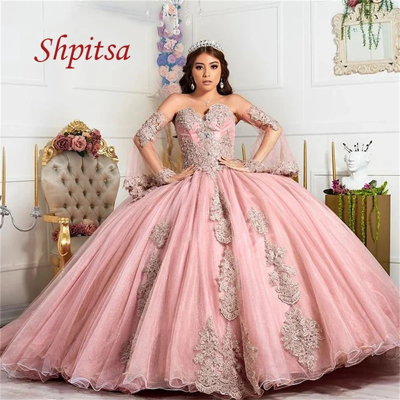 Elegante Spitze Ballkleid Quinceanera Kleider Mädchen Prinzessin Lange Prom Maskerade Süße 16 Kleider für 15 Jahre