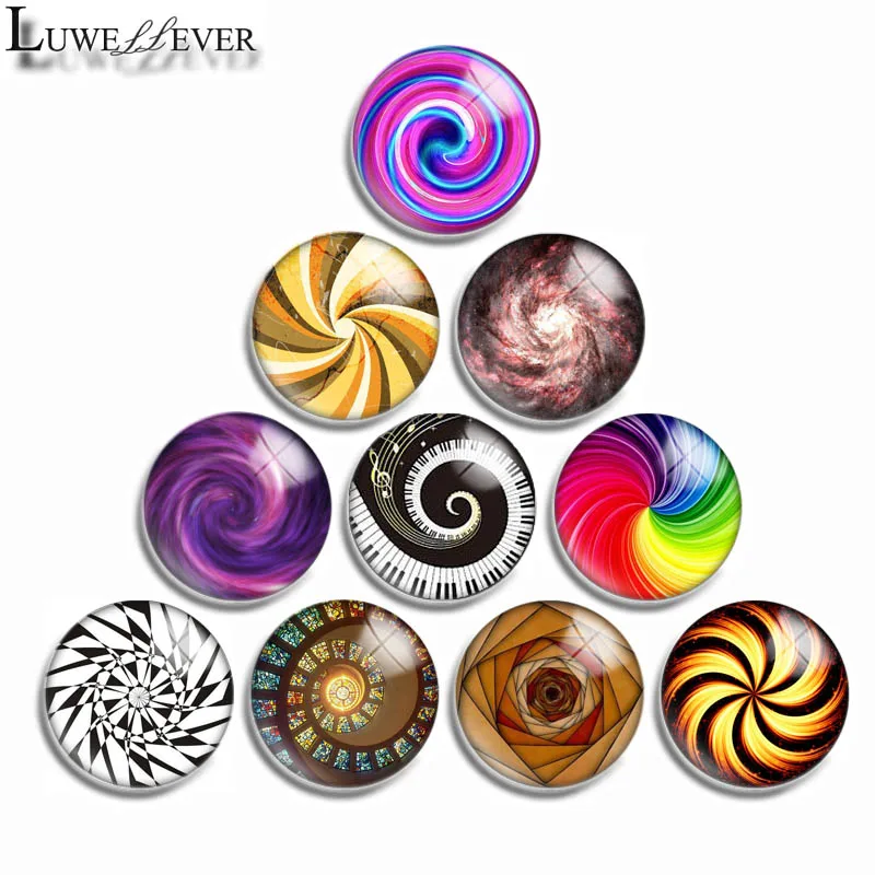 

12mm 10mm 16mm 20mm 25mm 30mm 057 Rotating Pattern Mix Round Glass Cabochon Jewelry Finding 18mm Snap Button Charm Bracelet