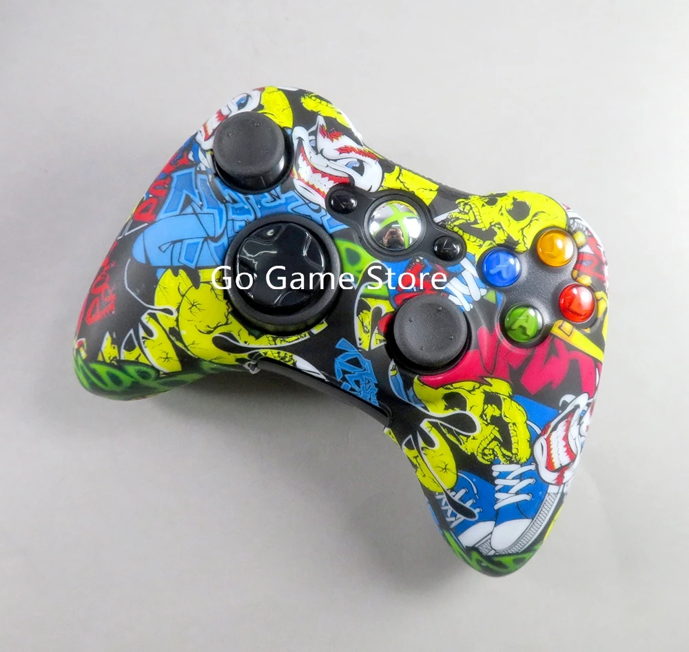 50 pçs para xbox360 capa protetora transferência de água impressão pele capa protetora controlador alça capa protetora silicone