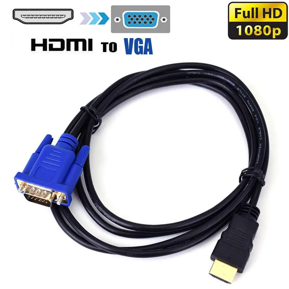 

1.8m HDMI-compatible To VGA 1080P Full-size HD Cable Video Converter Adapter Gold-plated Connector for HDTV Screen Monitor TV PC