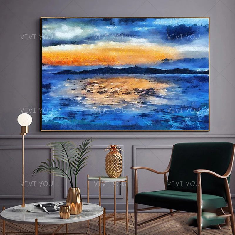 

100% Handmade Seacape Oil Painting Modern Large Abstract Canvas Art Oil Painting Wall Pictures For Living Room Frameless