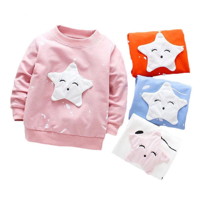 Cotton T-shirt With Long Sleeves Cartoon T-shirts For Boys O-neck Top Baby Girls First Birthday Outfit Children's Clothes Tees