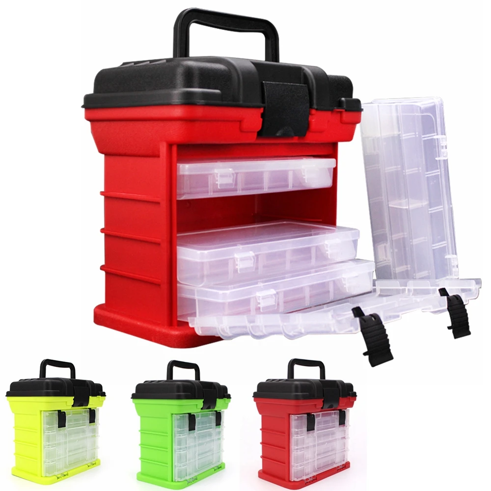 4 / 5 Layer Portable Carp Fishing Tackle Boxes Fishing Reel Line Lure Tool Storage Box 4 Colors Optional