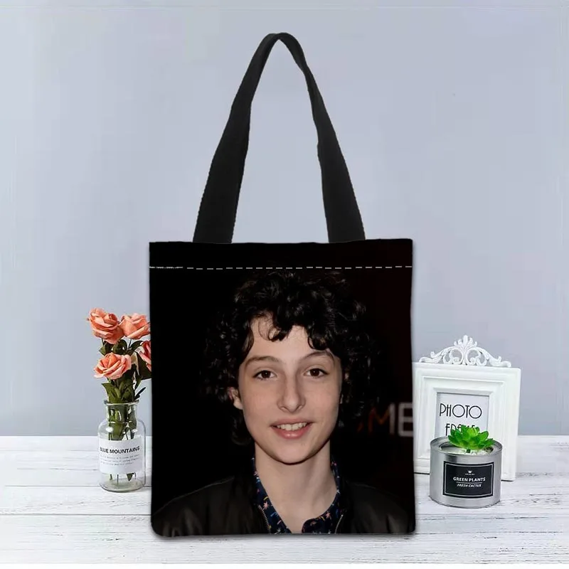 

Custom Finn Wolfhard Tote Bag Canvas Fabric Handbag Two Sides Printed Shopping Bags Traveling Casual Useful Shoulder Bag 1208