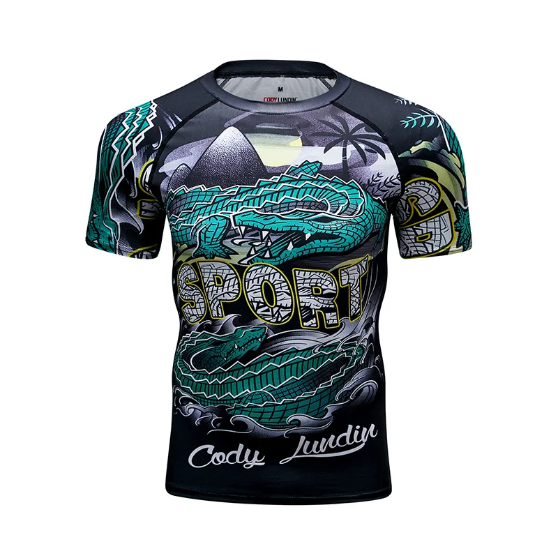 Cody Lundin Compression Boxing T-shirts Sublimation Printing Animal Male Fightwear Skinny Jiu Jitsu Kimono Bjj MMA Rashguard