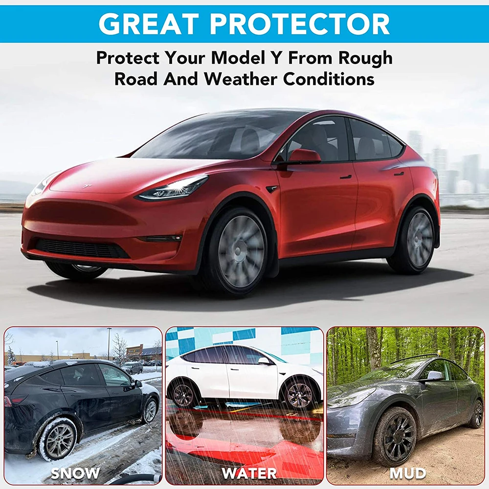 Mud Flaps for Tesla Model Y 2024 - 2020 Scaff-Free Splash Guard for Tesla Model 3 2021-2024 Matte Fender No Drilling Accessories