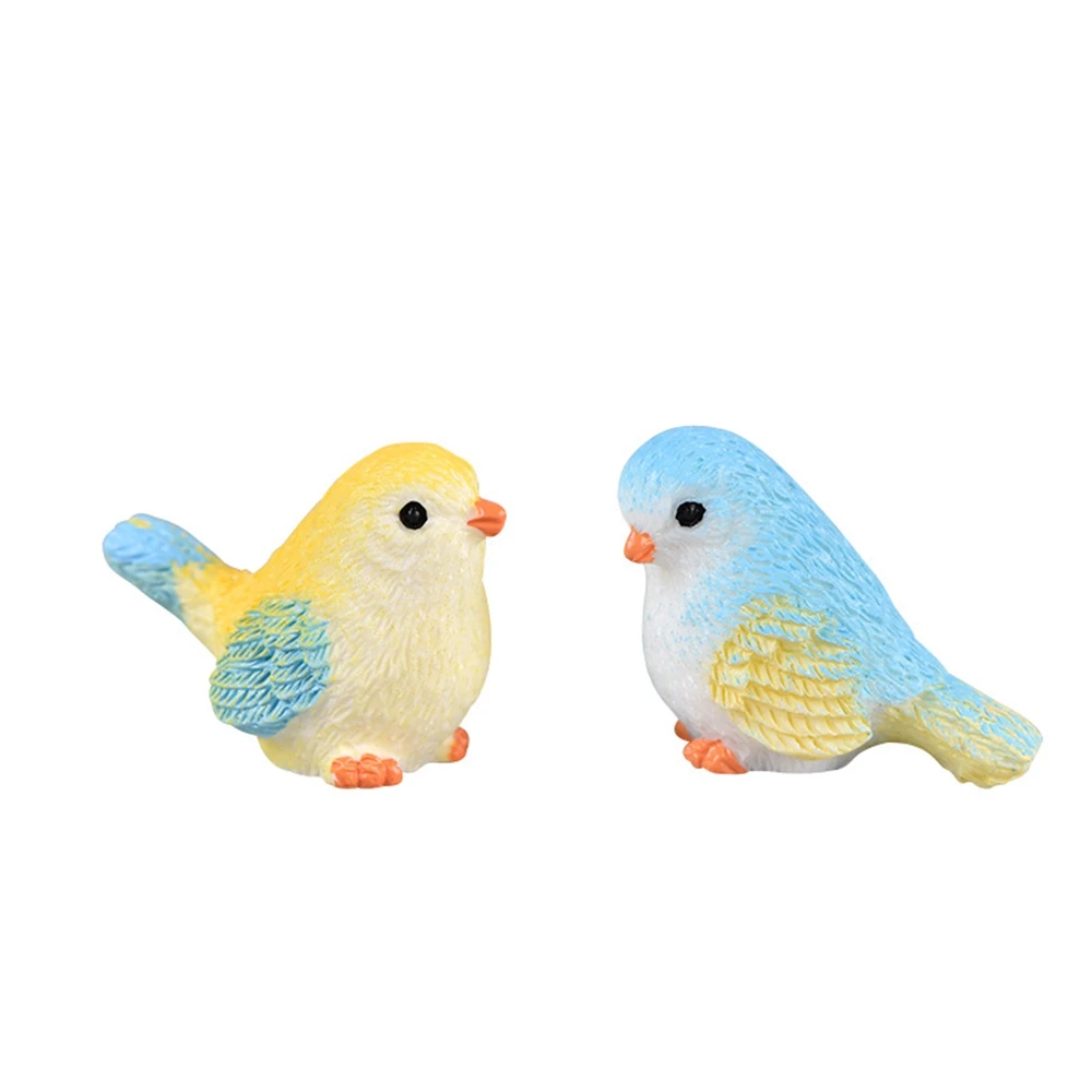 4 Pcs/set Resin Home Ornament Cute Little Birds Animal Model Figurine Glass Decor Miniature Craft Garden DIY Accessories