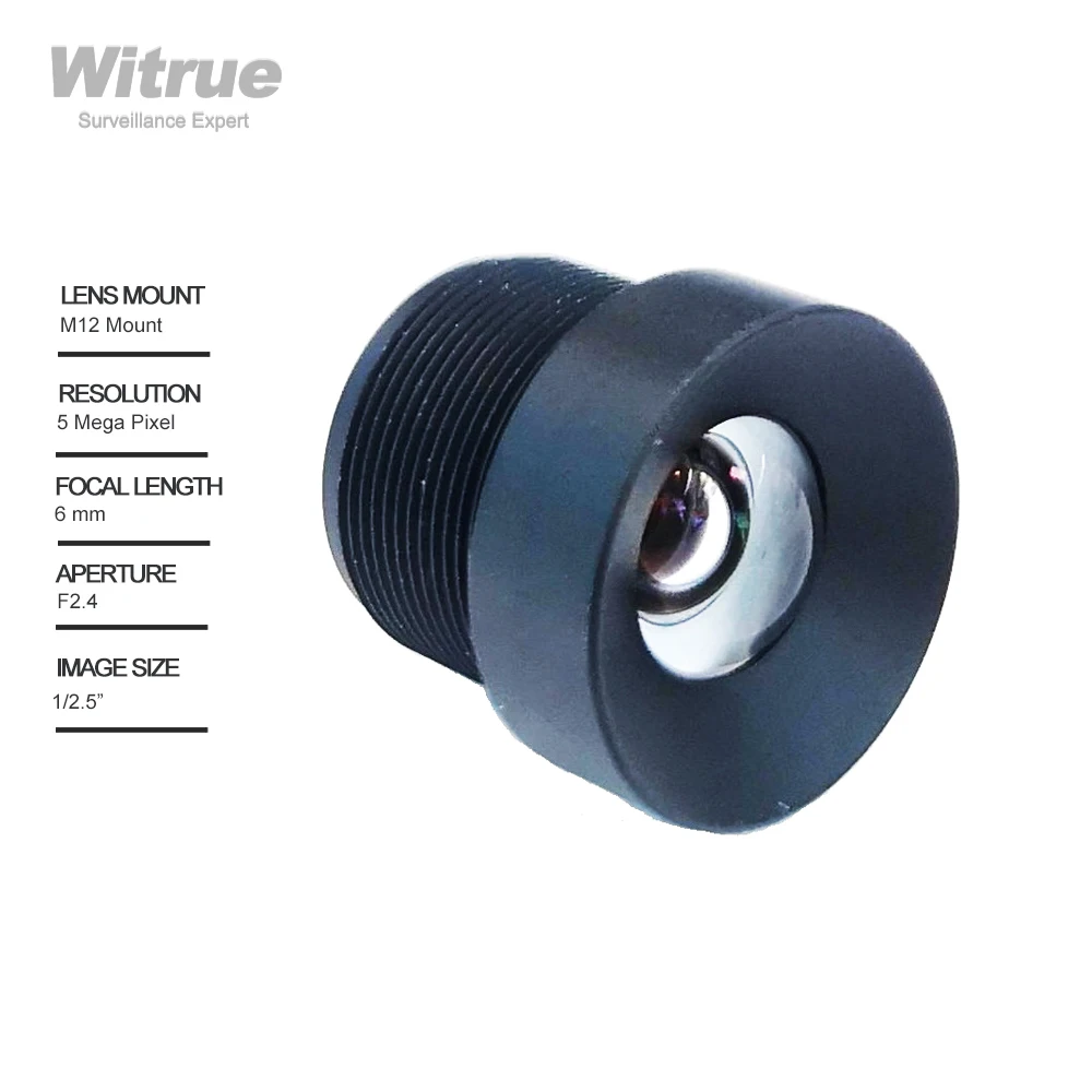 Witrue No Distortion lens 6mm 5MP M12 Mount 1/2.5