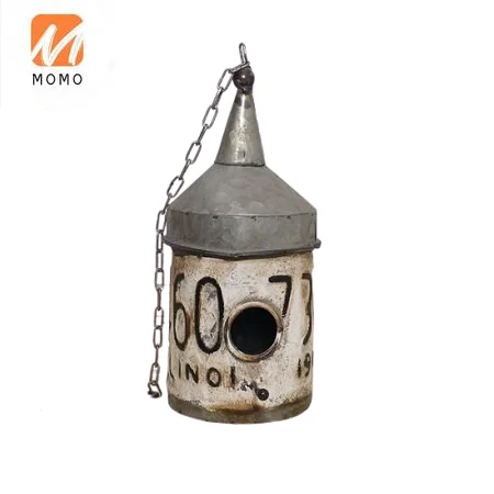 Casa para pájaros galvanizada Vintage, diseño de lujo, forma redonda, tamaño personalizado, casas para pájaros galvacio barato