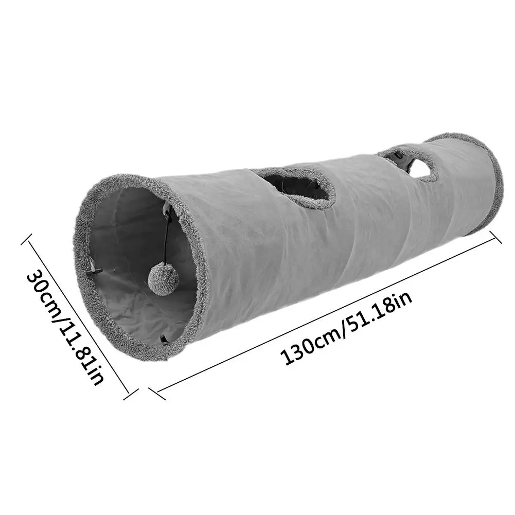 Pet Cat Tunnel Cat Toys 2 Holes Play Tunnel Hole Foldable Fleece-lined Cat Tent Toy Kitten Rabbit Animal Play Tunnel Tube