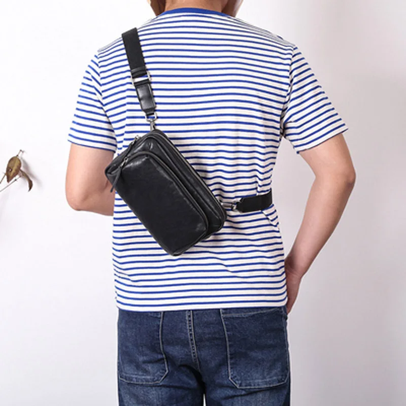 Leather messenger bag men's casual fashion shoulder bag head layer vegetable tanned cowhide multifunctional clutch