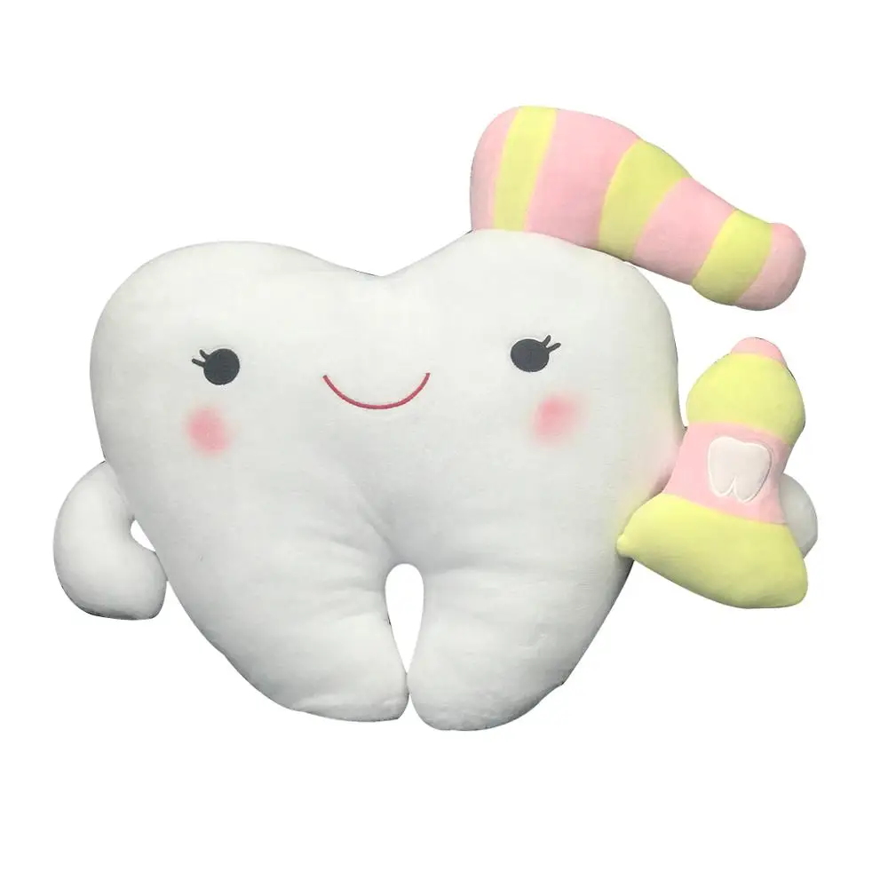 Cojín de sofá con forma de diente para niños y niñas, almohada de peluche, muñeca bonita, juguetes suaves dentales, regalo para dentistas