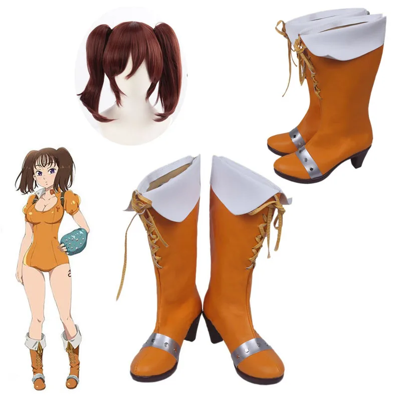 

Women's The Seven Deadly Sins Serpent's Sin Of Envy Diane Cosplay Boots Shoes Lady Daily Fashion Orange Spring Boots Cosplay Wig