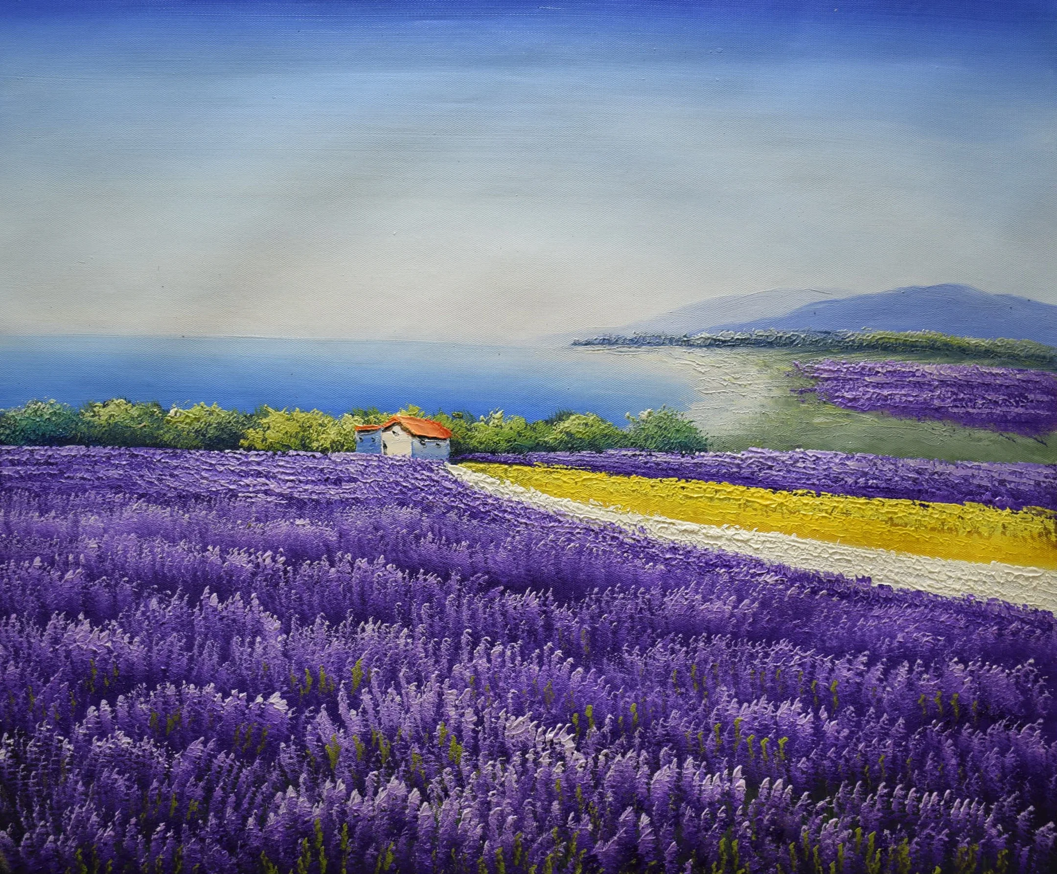 

Ultra Low Price Sale 100% Hand Painted Modern Abstract Canvas Oil Painting Lavender Flower Landscape Wall Art Picture HomeDecor