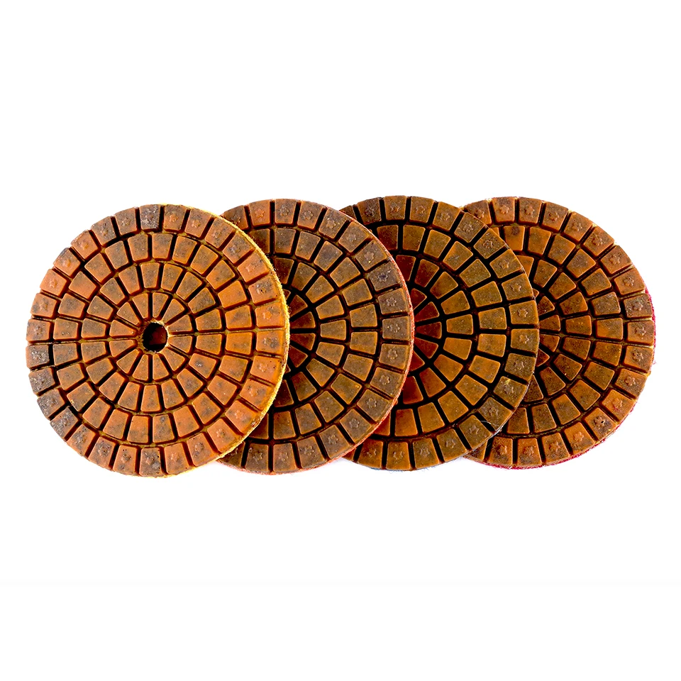 4PCS/Set 3Inch Copper Bond Diamond Polishing Pad For Granite Marble Concrete Floor 80mm Wet Grinding Disc