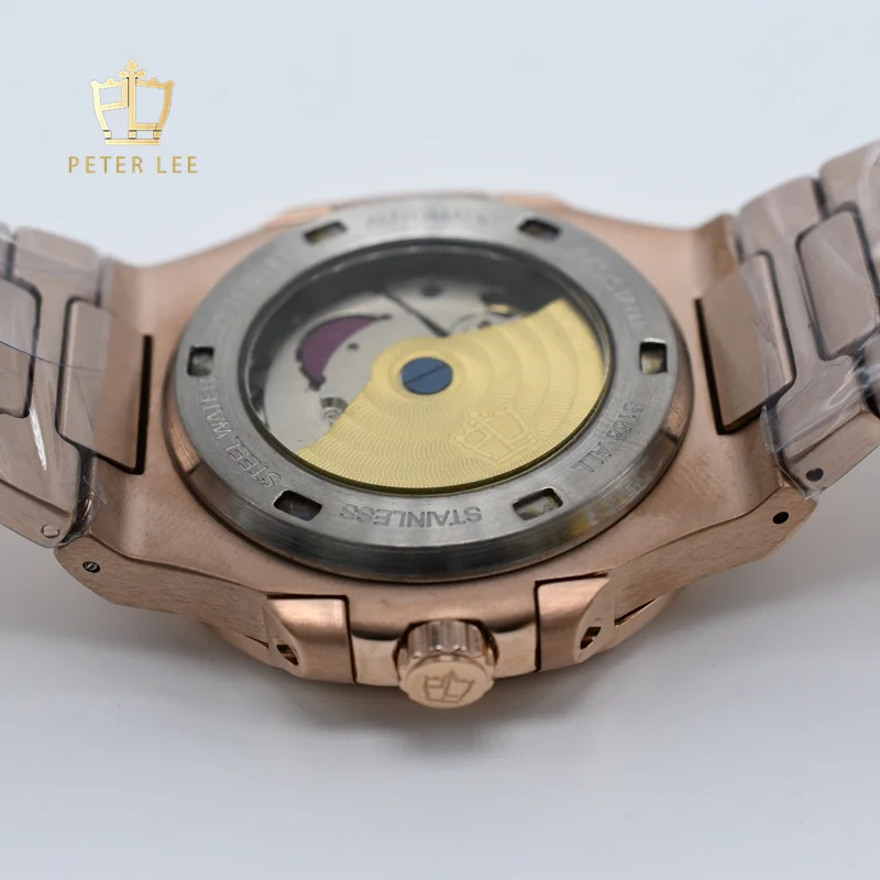 PETER LEE 40mm Luxury Watch For Men Hot Selling Rose Gold Mechanical Automatic Designer Wristwatches Stainless Steel Auto Date