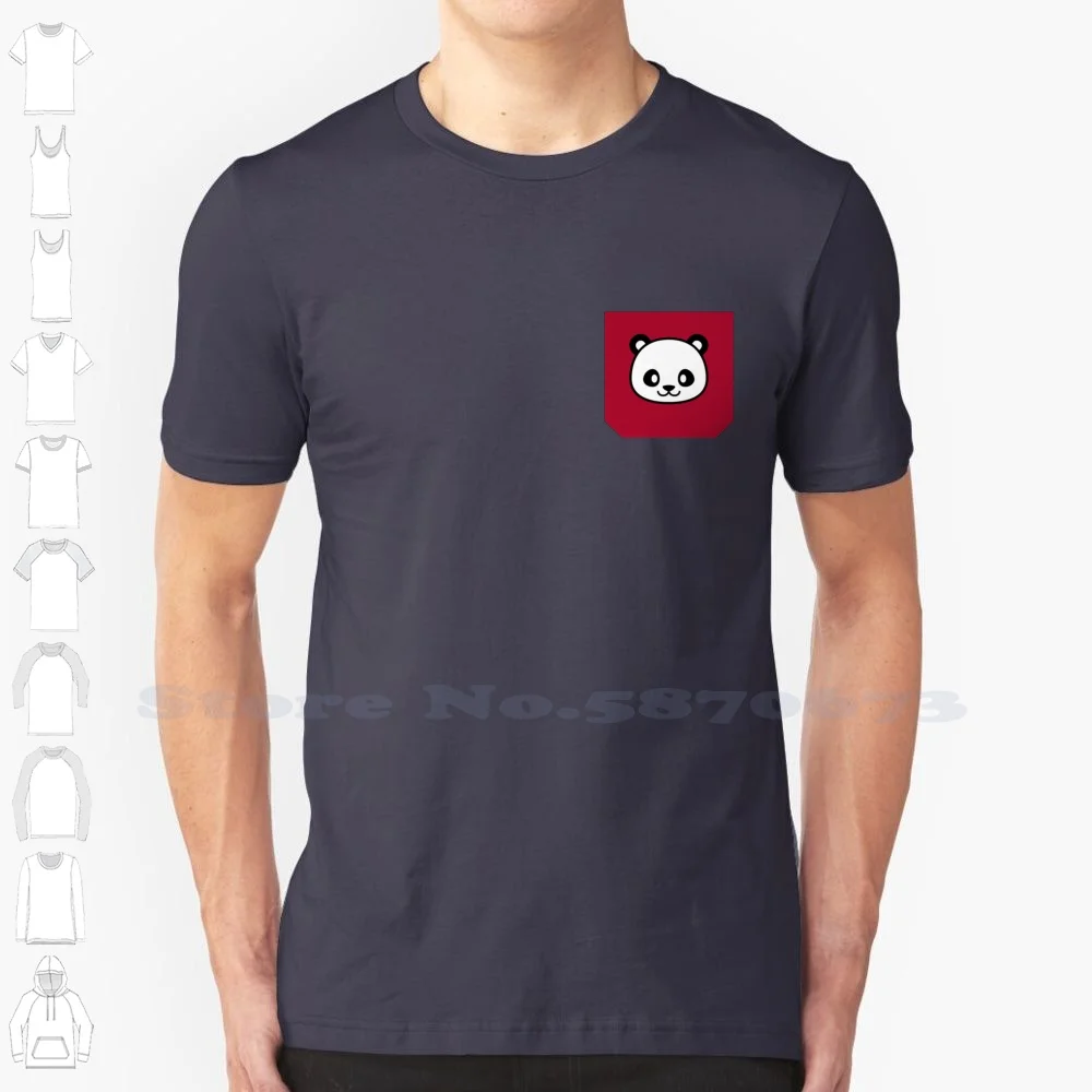 Panda Pocket B 100% Cotton T-Shirt Baby Panda Panda Bear Panda Face Panda Lovers Pandas Panda Lover Birthday