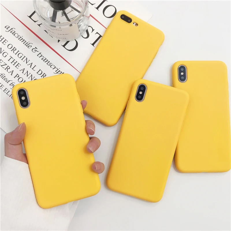 Yellow Matte Phone Case For Samsung Galaxy S20 FE Ultra S10 S10E S9 S8 S7 S6 Edge Note 20 10 Plus Lite 9 8 Silicone Cover