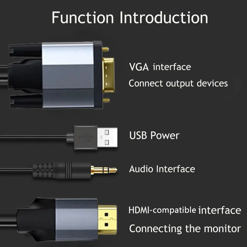 Cavo adattatore 1080P Plug Play cavo convertitore da VGA a HDMI compatibile con Audio per Monitor