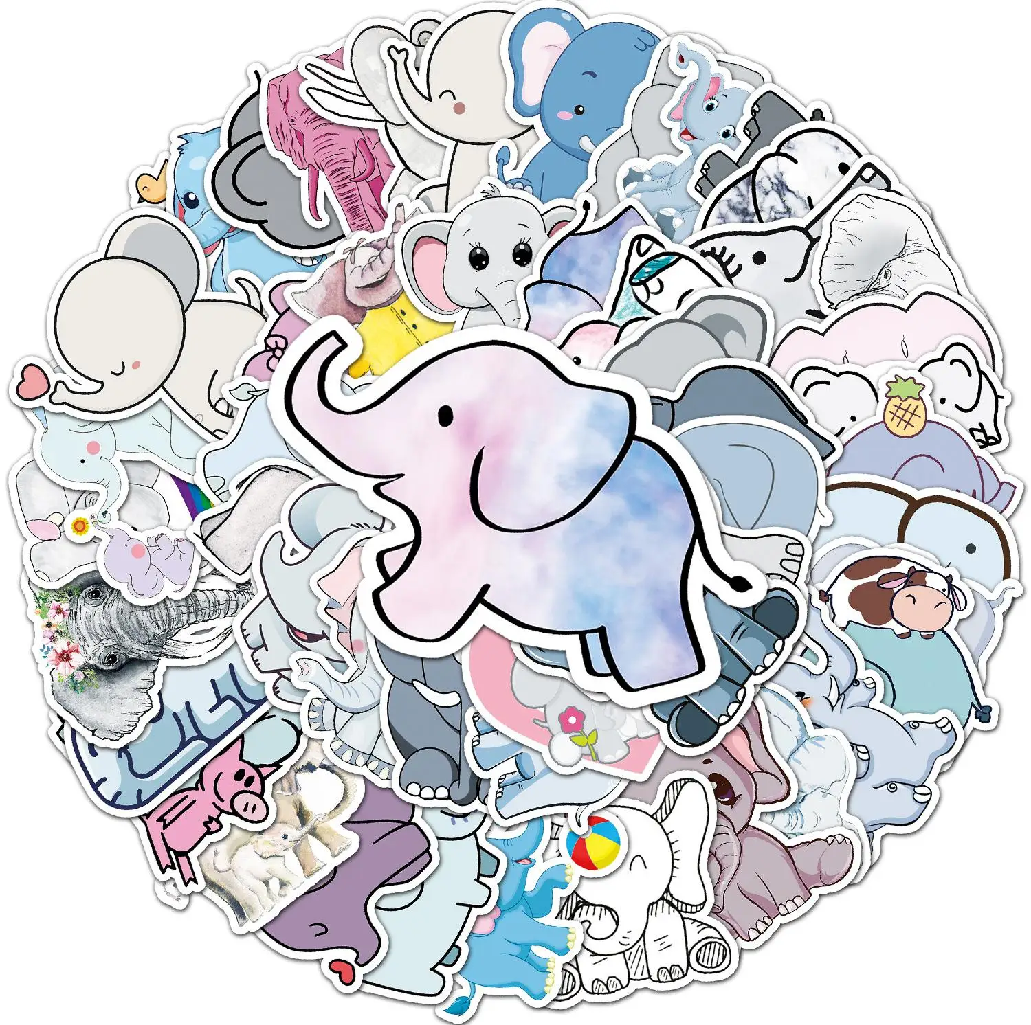

10/30/50pcs Elephant Creative Trend Graffiti Stickers Luggage Compartment Scooter Tablet Computer Car Cartoon Decoration Cute
