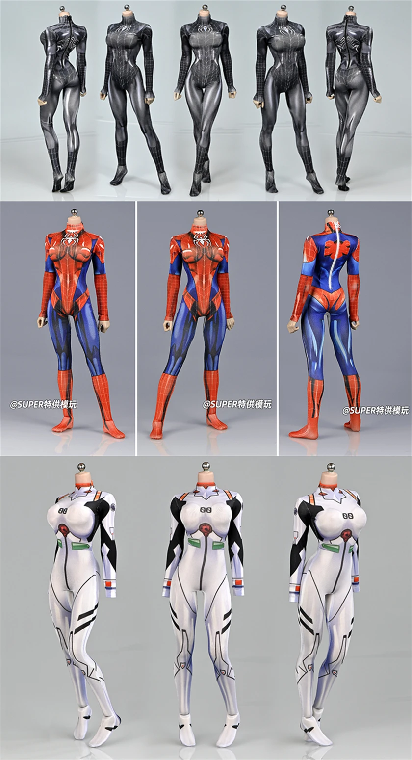 1/6 3D Printing Spider-woman Outfit Jumpsuit Bodysuit Clothes Clothing Set Fit 12'' TBL PH Large Breast Action Figure Body