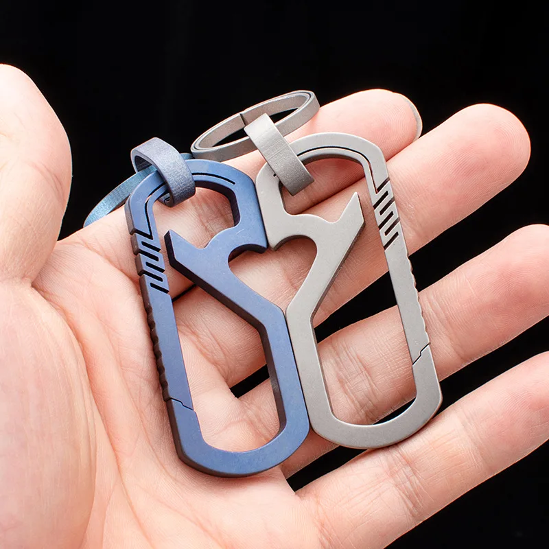 Outdoor EDC Titanium Alloy Skull Buckle Carabiner Keychain Hook Multi-functional Traveller Key Ring Clip