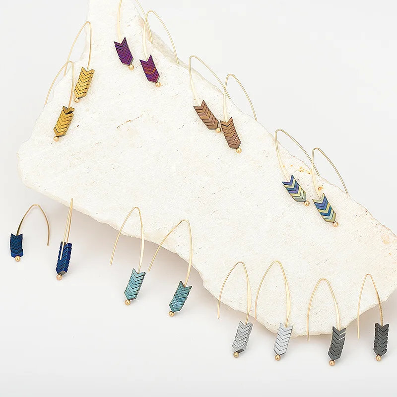 2020 new herringbone Geometric V shape Arrow ore retro drop earrings for women