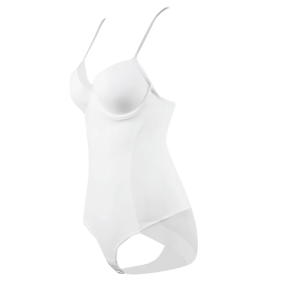 Weißer Bügel-Bodysuit für Damen, formgebend, dehnbar, einfarbig, seidig, Unterwäsche, Bodysuits, Shapewear – Detail 29