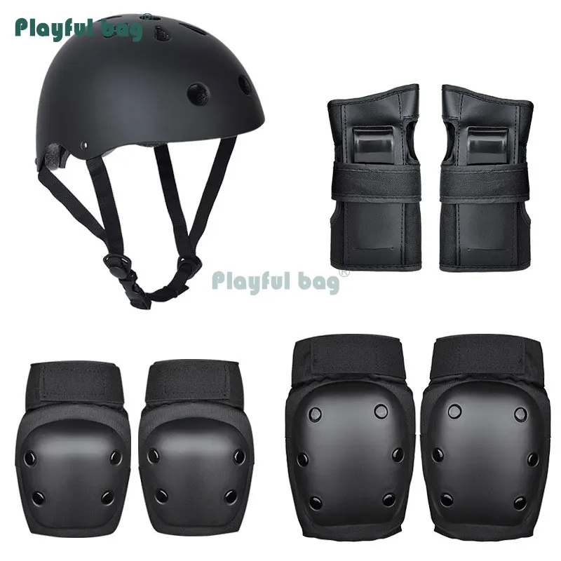 Playful Bag Children's skating sport protective set Adult skateboard helmet Hand and knee pads Outdoor Skating equipment AMB70