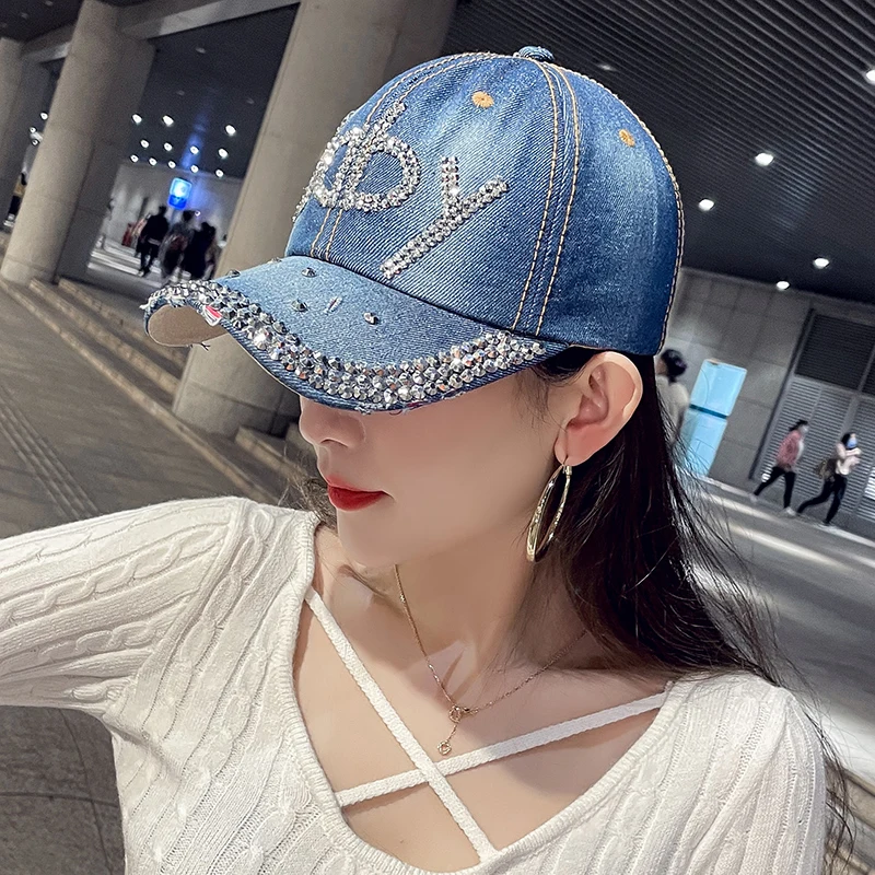 COKK Denim Cap Summer Autumn Cowboy Baseball Cap Rivet Letter Baby Ladies Hats Casual Sun Visor Outdoor Fashion Vintage Hip Hop