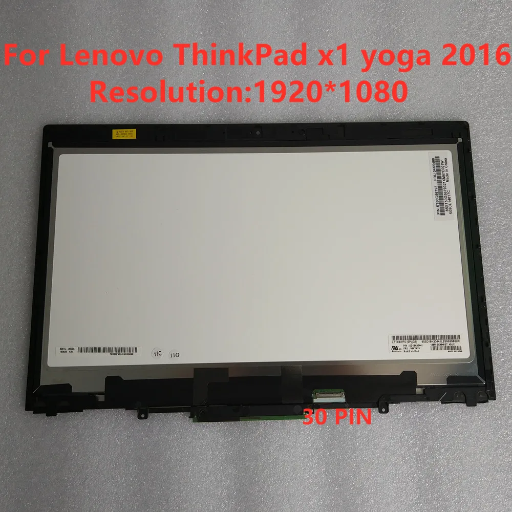 

14" Touch Screen Replacement Digitizer Glass LCD LED Display Bezel for Lenovo ThinkPad X1 Yoga 2016 Version 1920*1080 LP140WF6