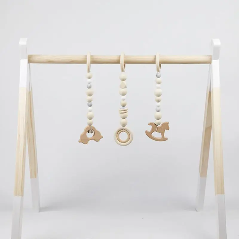 3 Pcs/set Nordic Baby Gym Frame Game Pendants Sensory Nursery Ring-pull Toy Wooden Clothes Rack Kids Room Decoration Gifts